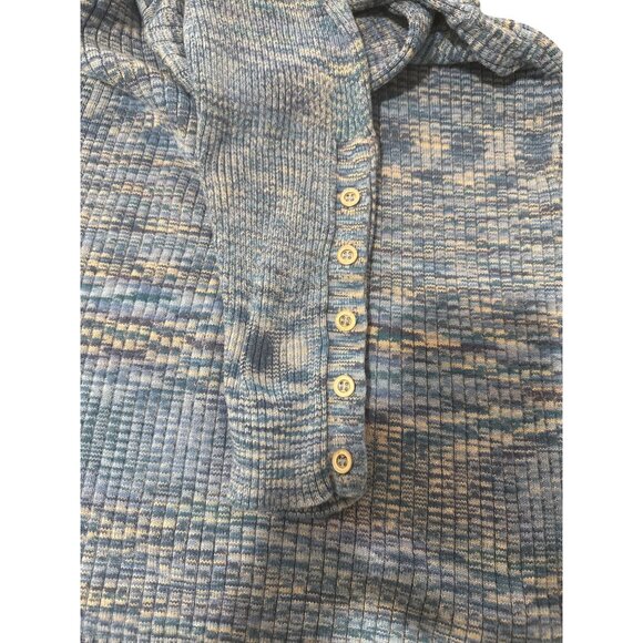 Sundance Create Beauty Henley Knit Top Sweater Blue Ribbed Space Dyed Size L - Picture 8 of 8